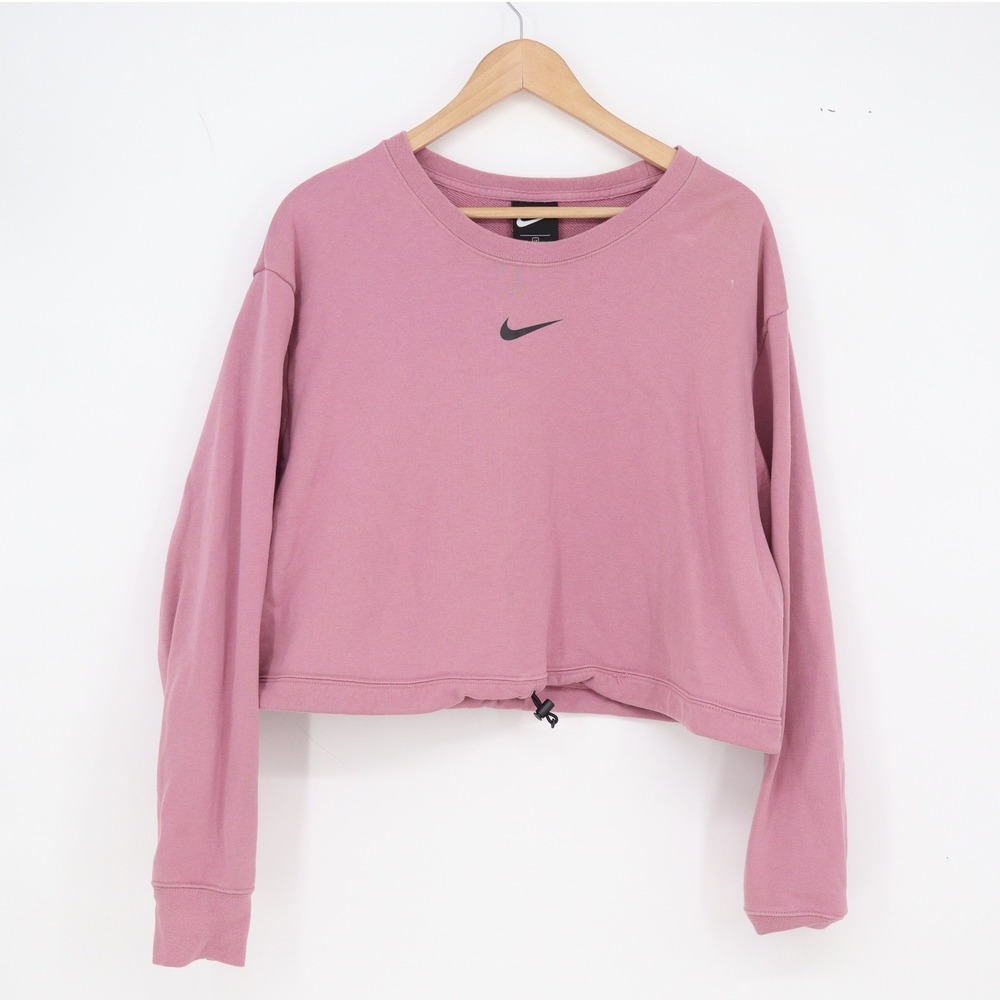 Nike Sweatshirt Womens 2X Sportswear Essential Pink Cropped Drawstring Excellent
